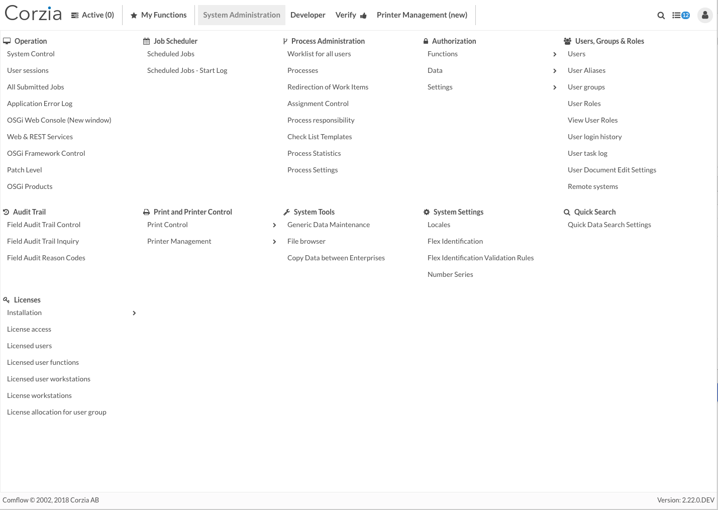 Screenshot of mega menu fallout