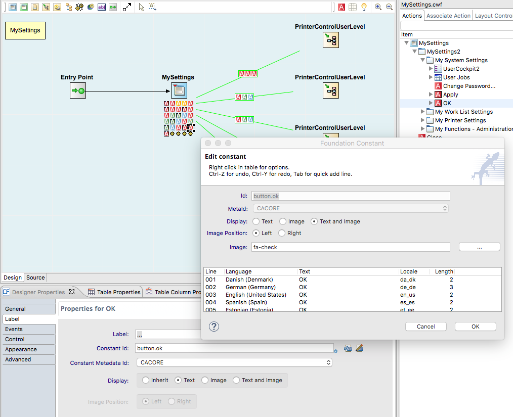 Screenshot of constant in workflow - override