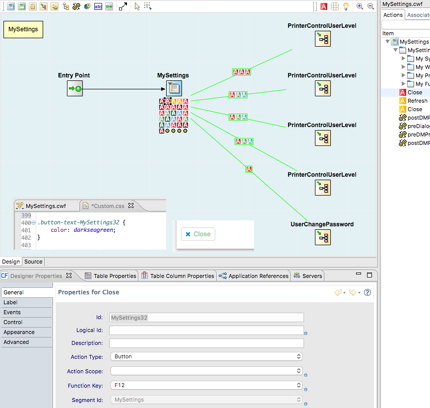 Screenshot of constant in workflow - style button text only